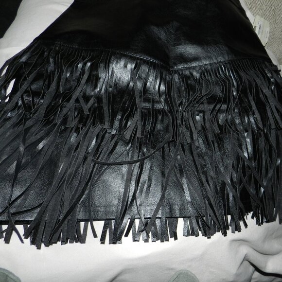 Black fringe leather skirt double layers Black by Altar'd State 🆕FAST⌚📦🏃💨🚚 - Picture 13 of 16